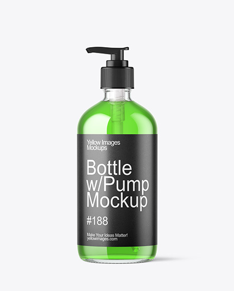 16oz Glass Bottle with Pump Mockup