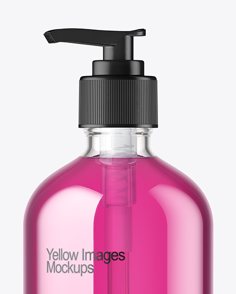 16oz Glass Bottle with Pump Mockup