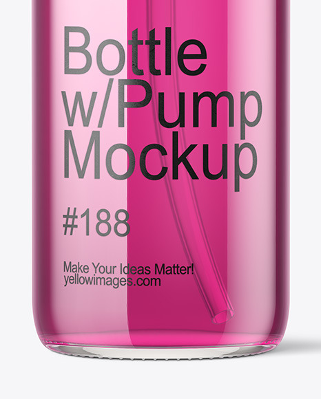 16oz Glass Bottle with Pump Mockup