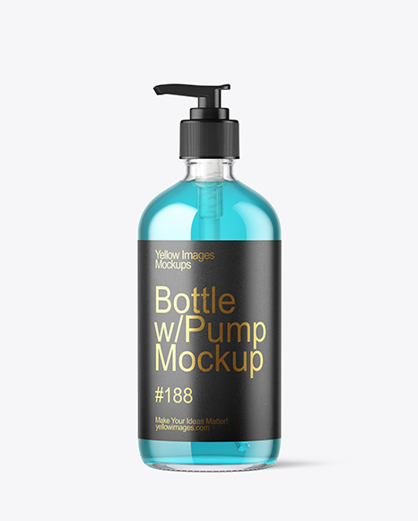 16oz Glass Bottle with Pump Mockup