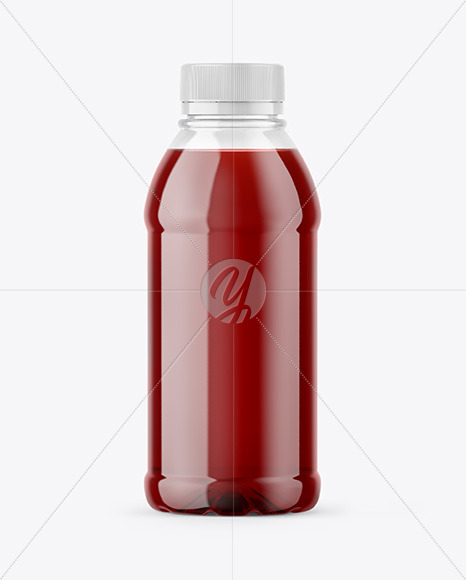 Clear Plastic 16oz Bottle w/ Juice Mockup