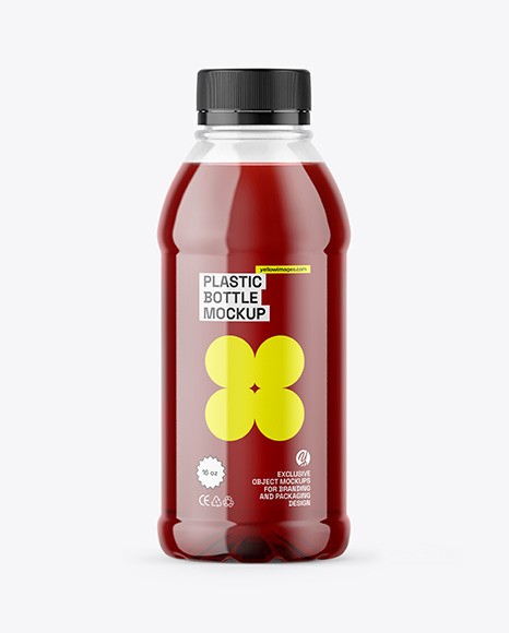 Clear Plastic 16oz Bottle w/ Juice Mockup