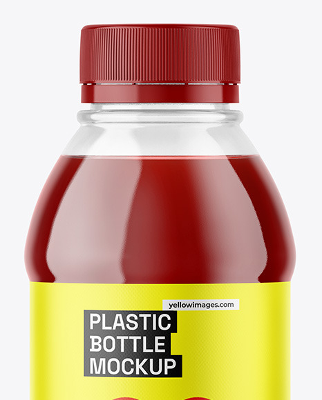 Clear Plastic 16oz Bottle w/ Juice Mockup