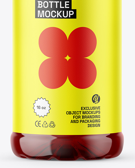 Clear Plastic 16oz Bottle w/ Juice Mockup