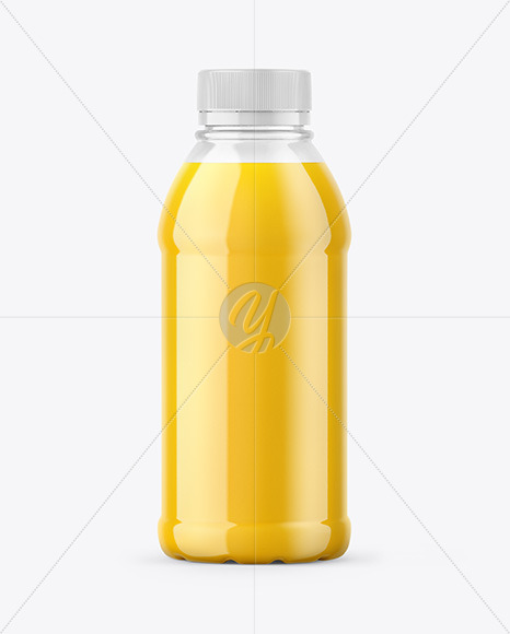 Clear Plastic 16oz Bottle w/ Juice Mockup