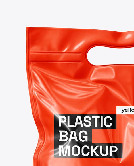Shiny Plastic Bag with Handles Mockup