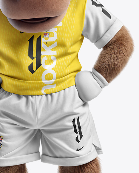 Sports Mascot Bull Wearing a T-Shirt and Shorts Mockup