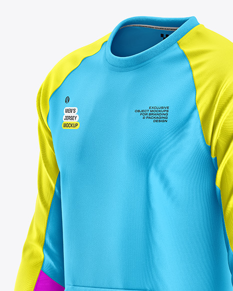 Men's Long Sleeve Jersey Raglan Mockup