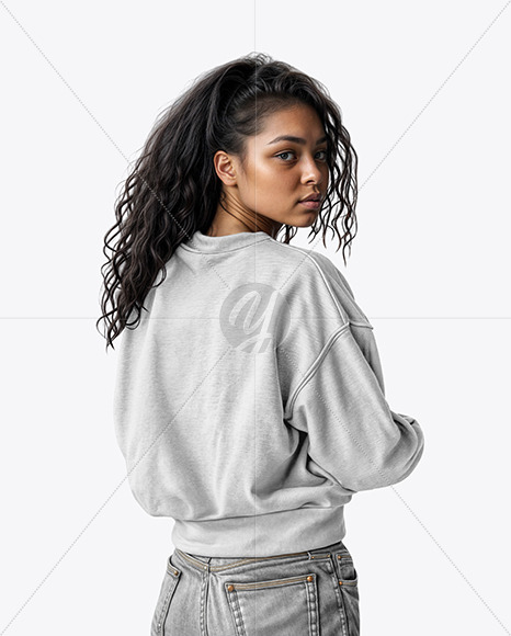Young Woman Wearing an Oversize Sweatshirt Mockup