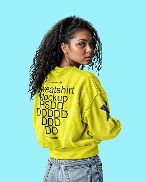 Young Woman Wearing an Oversize Sweatshirt Mockup