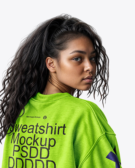 Young Woman Wearing an Oversize Sweatshirt Mockup