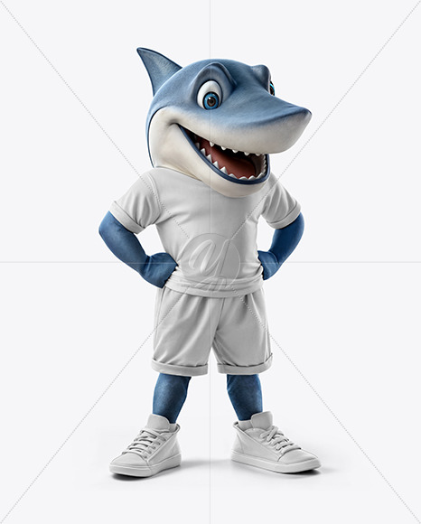 Sports Mascot Shark Wearing a Jersey and Shorts Mockup