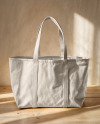 Canvas Shopping Bag on a Wooden Surface Mockup