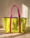 Canvas Shopping Bag on a Wooden Surface Mockup