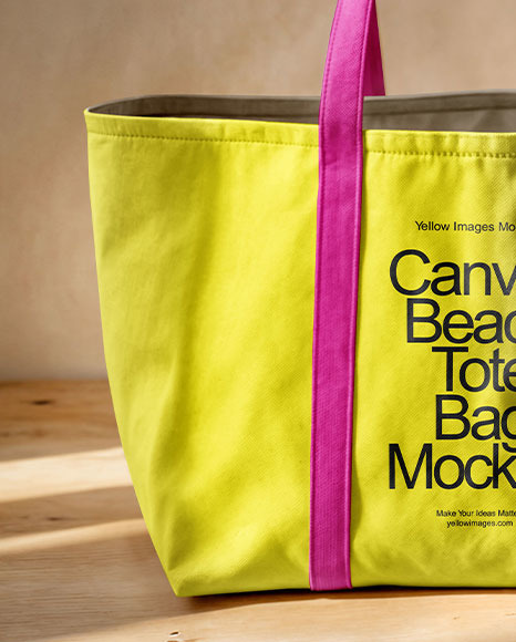 Canvas Shopping Bag on a Wooden Surface Mockup
