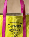 Canvas Shopping Bag on a Wooden Surface Mockup