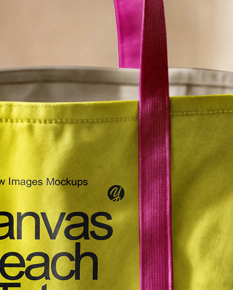 Canvas Shopping Bag on a Wooden Surface Mockup