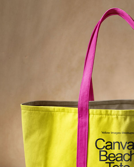 Canvas Shopping Bag on a Wooden Surface Mockup