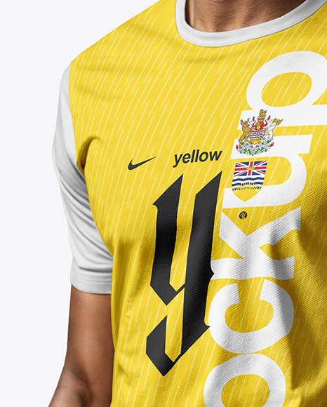 A Man with Braids Wearing a Crew Neck Soccer Jersey and Shorts Mockup