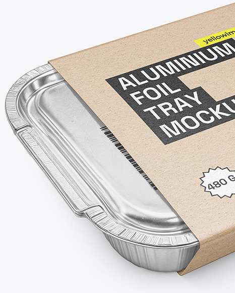 Aluminium Foil Container in Kraft Paper Sleeve Mockup