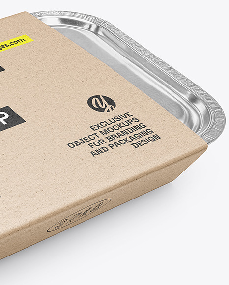 Aluminium Foil Container in Kraft Paper Sleeve Mockup