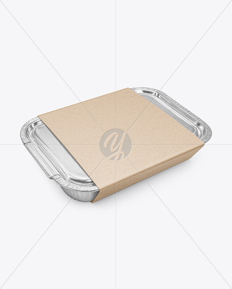 Aluminium Foil Container in Kraft Paper Sleeve Mockup