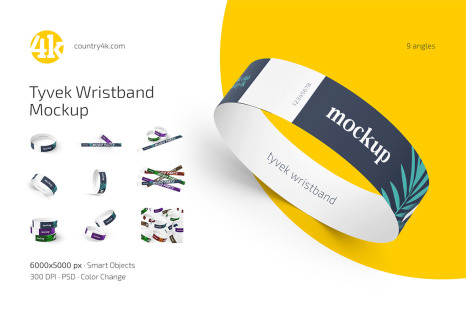 Tyvek Wristband Mockup Set - Accessory