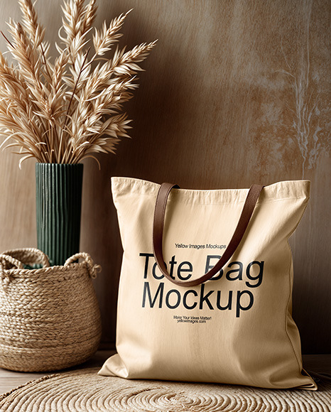 Tote Bag in a Boho Style Room Mockup
