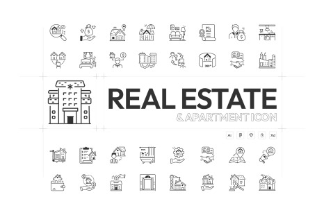 Real Estate and Apartment Icons - Trend market