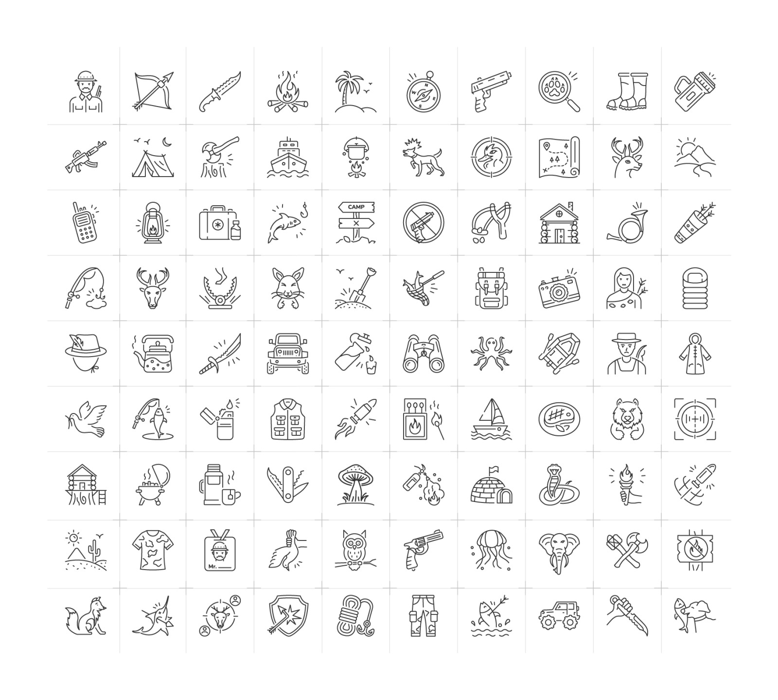 Hunting Outline Icon Pack