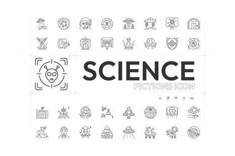 Science Fiction Icons - Outline animation