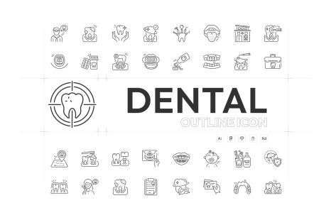 Animated Dental Icons - Lined