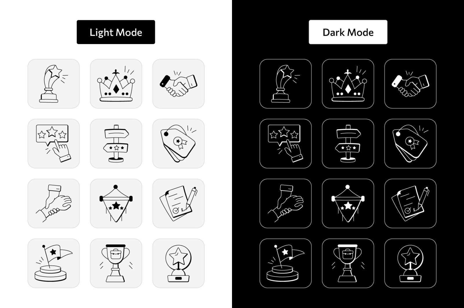 Achievement Doodle Icon Set Achievement Doodle Icon Set