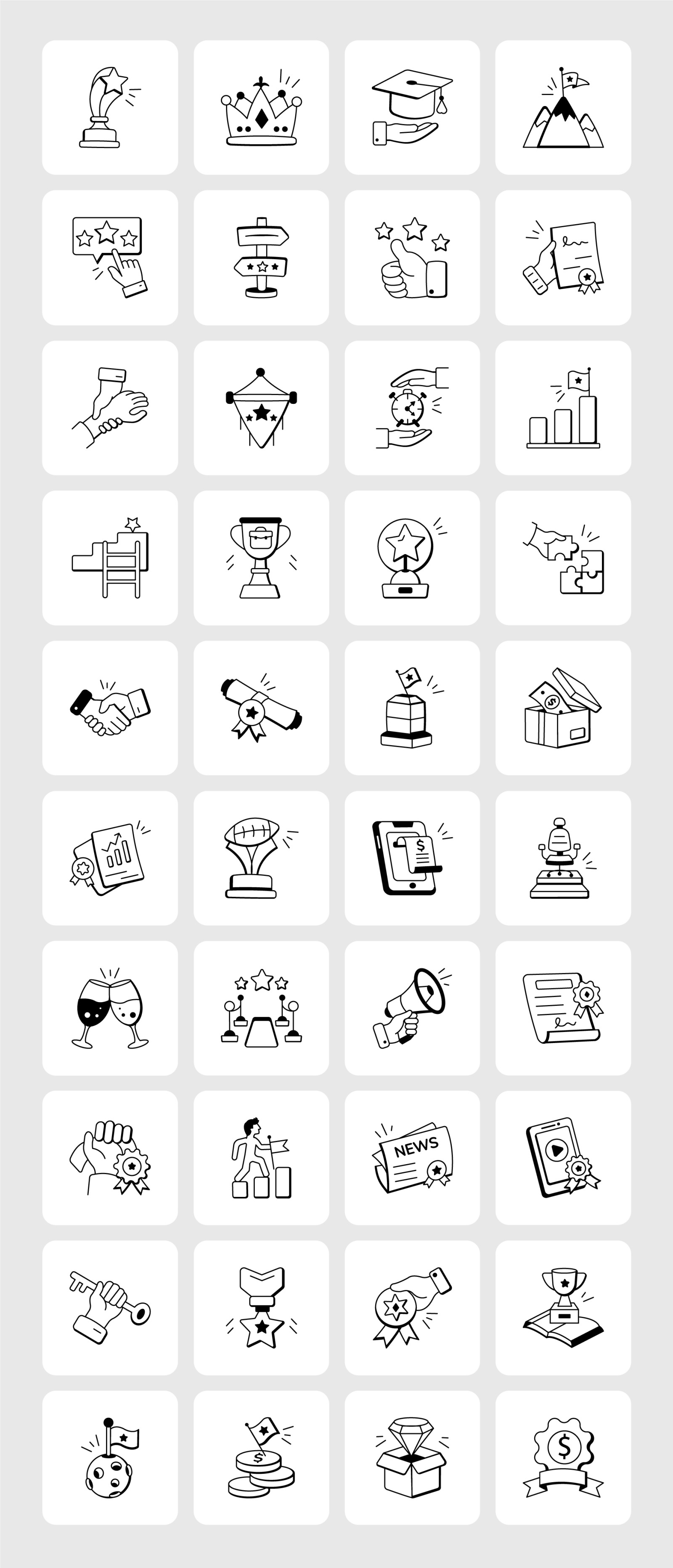 Achievement Doodle Icon Set Achievement Doodle Icon Set