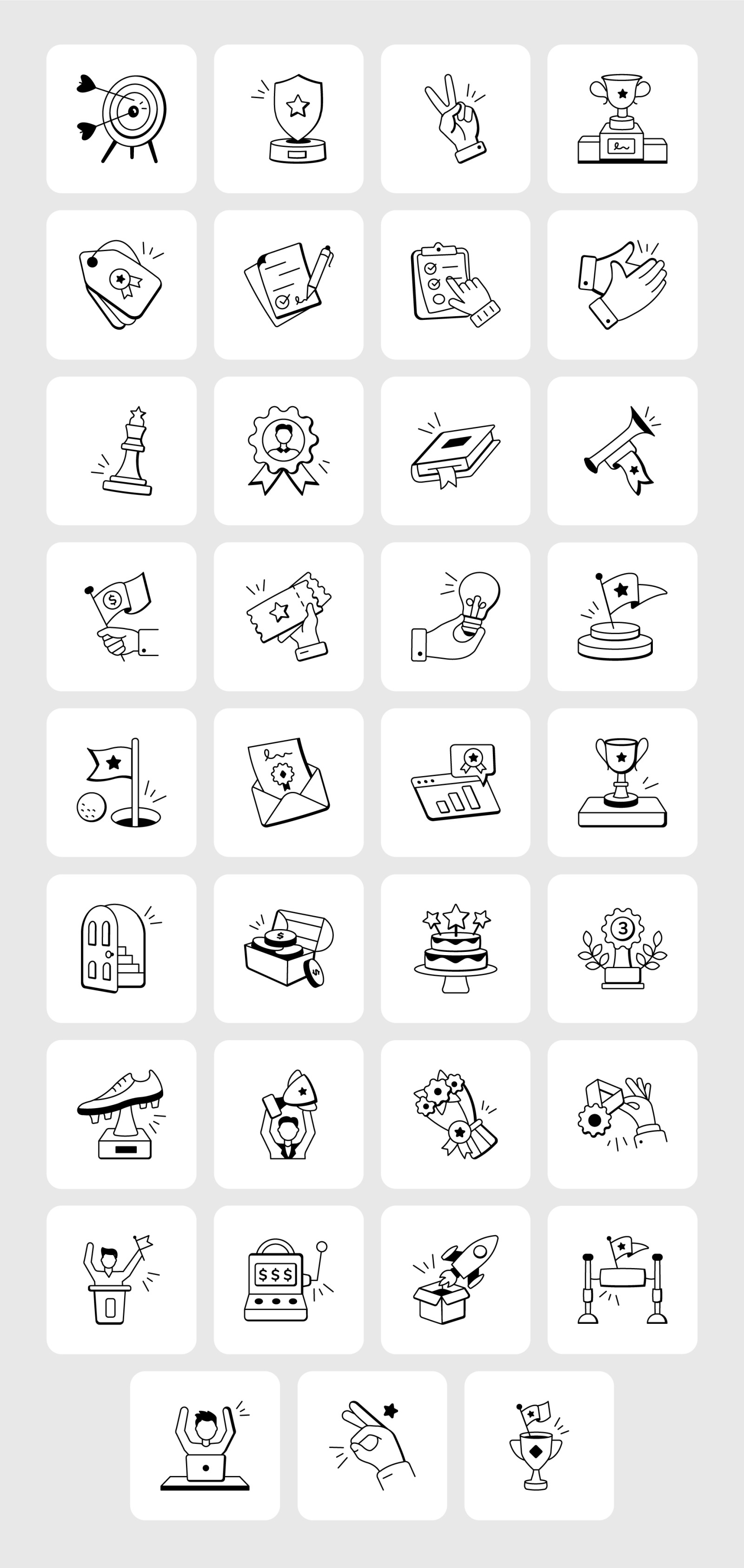 Achievement Doodle Icon Set Achievement Doodle Icon Set