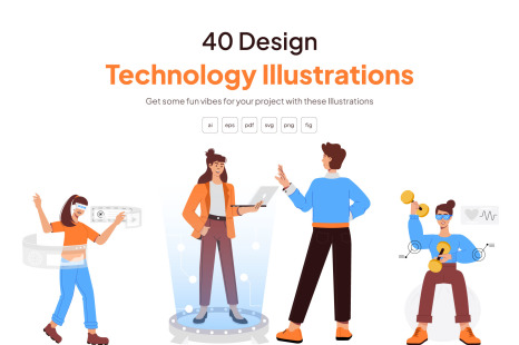 Technology Illustration Set - Augmented technology