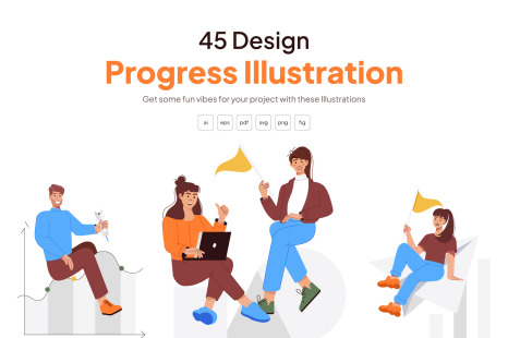 Progress Illustration Art Set - Productivity