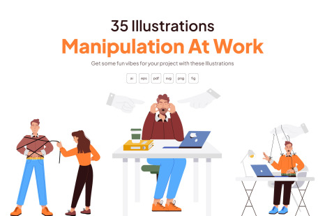 Manipulation at Work Illustrations - Flat illustrations