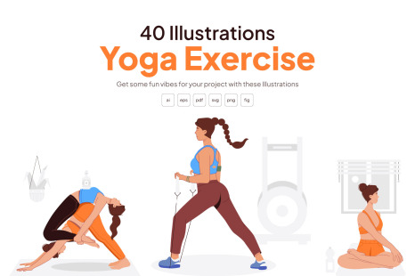 Animated Yoga Exercise Illustrations - Graphic designing