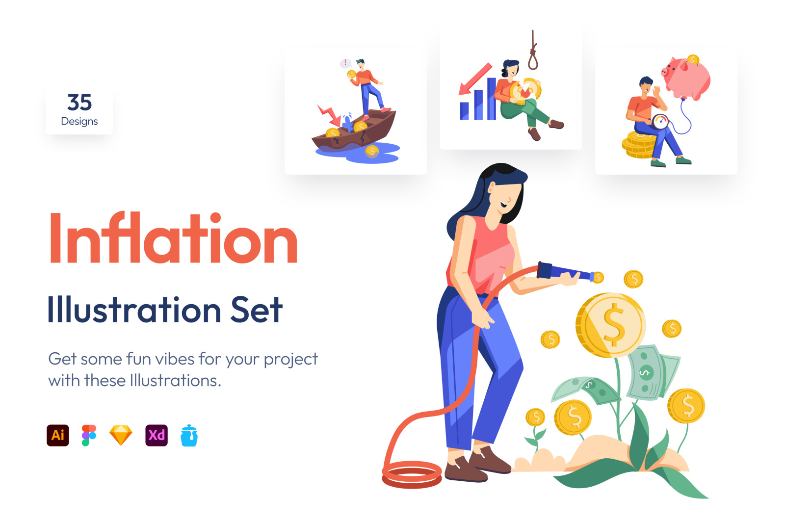 Inflation Illustration Art Set Inflation Illustration Art Set