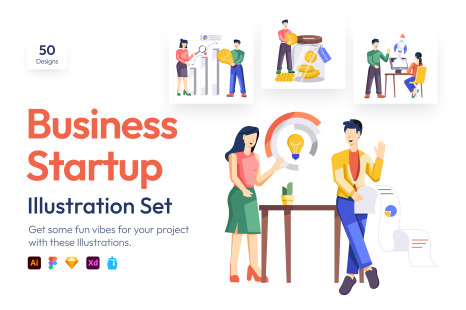 Business Startup Illustrations - Flat characters