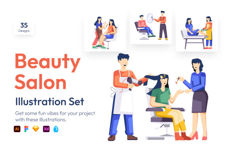 Beauty Salon Illustration Set - Skincare