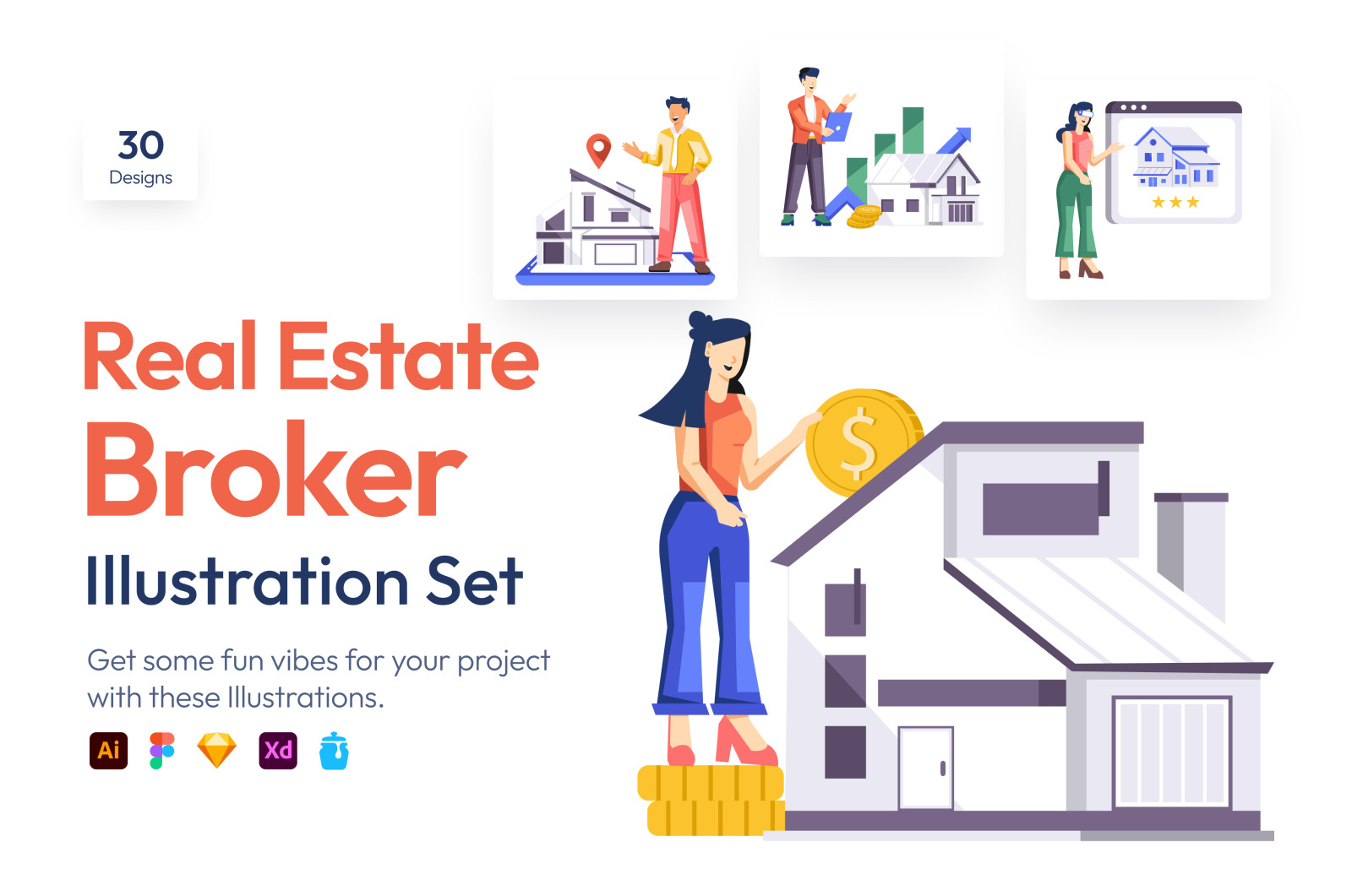 Real Estate Flat Illustrations Real Estate Flat Illustrations