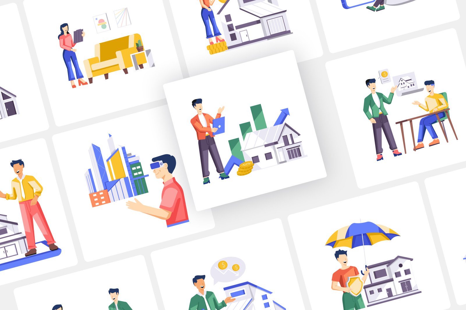 Real Estate Flat Illustrations Real Estate Flat Illustrations