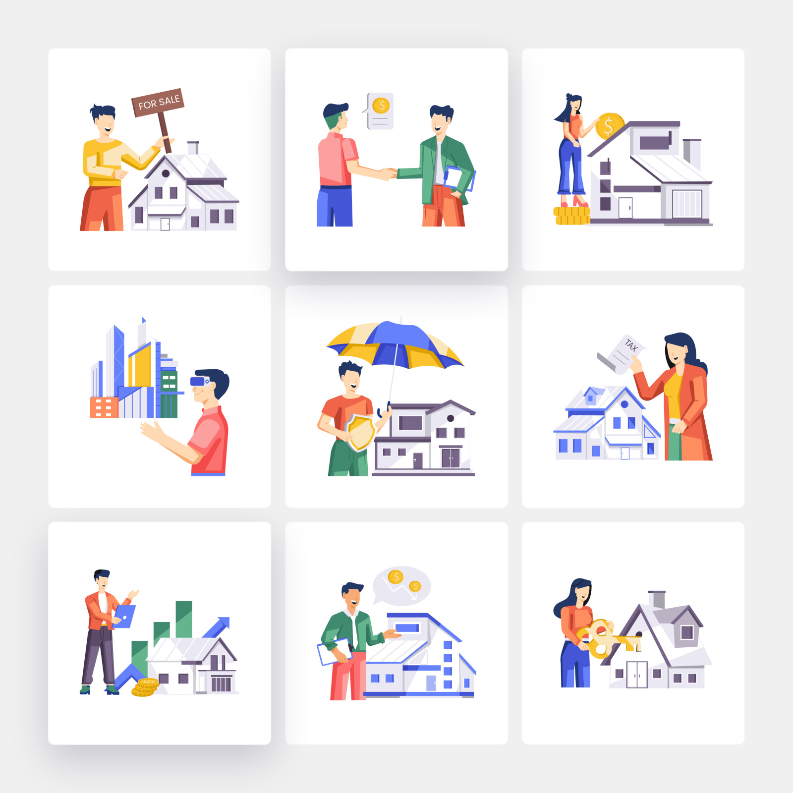 Real Estate Flat Illustrations Real Estate Flat Illustrations