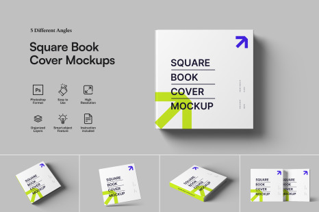 Square Book Cover Mockups - Booking