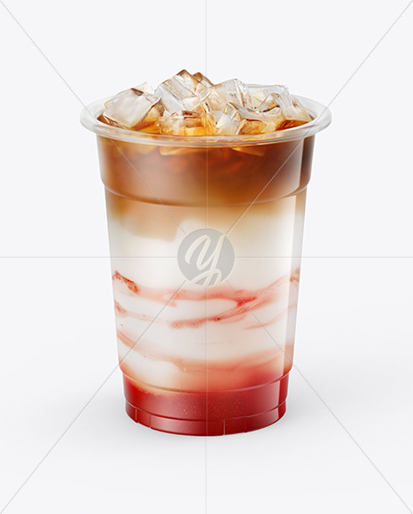 Iced Strawberry Latte Cup Mockup