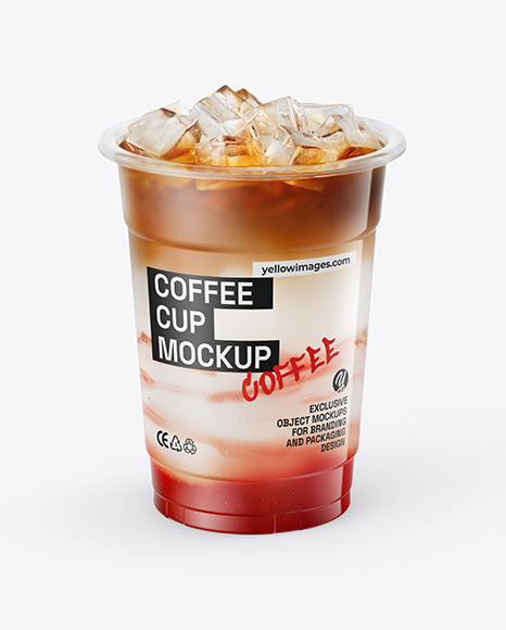 Iced Strawberry Latte Cup Mockup - Red mockup