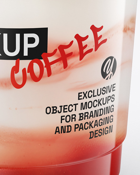 Iced Strawberry Latte Cup Mockup