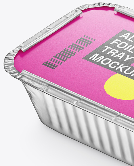 Aluminium Foil Tray with Glossy Paper Lid Mockup